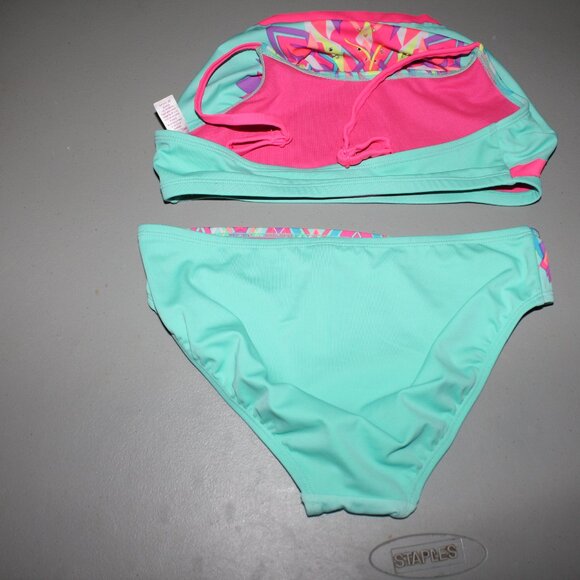 Multi Color 2 Pcs Justice Bikini Swimsuit size 14 - Picture 6 of 11